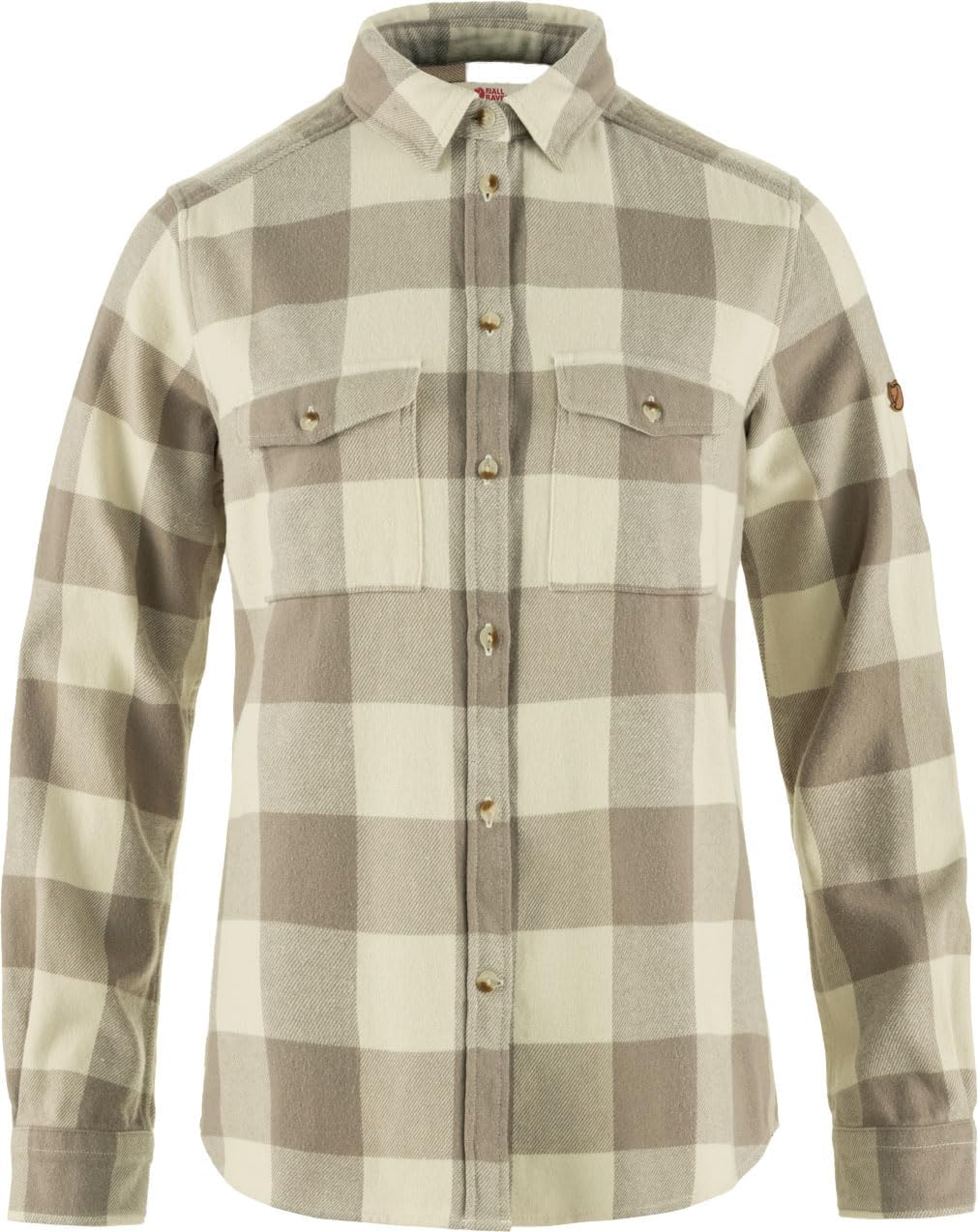 Fjällräven Ovik Heavy Flannel Shirt Women's Shirt - Warm Soft Durable Button Up for Outdoor Everyday Wear Fog/Chalk White