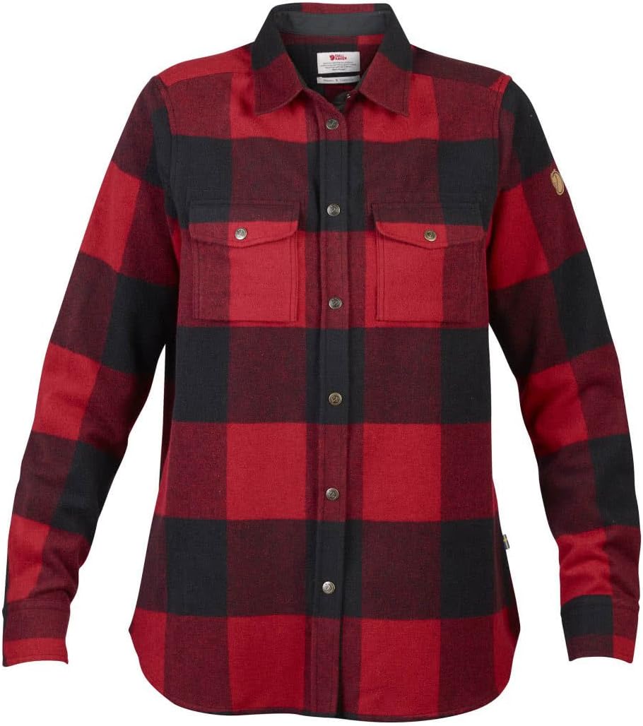 Fjallraven Canada Women's Long Sleeve Shirt, Wool Blend - Relaxed Fit Red