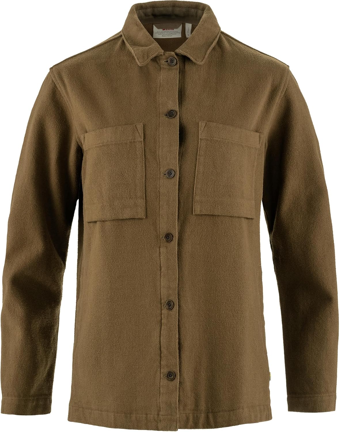 Fjallraven Singi Flannel Overshirt Women's Long Sleeve Shirt, Organic Cotton - Relaxed Fit Wood Brown