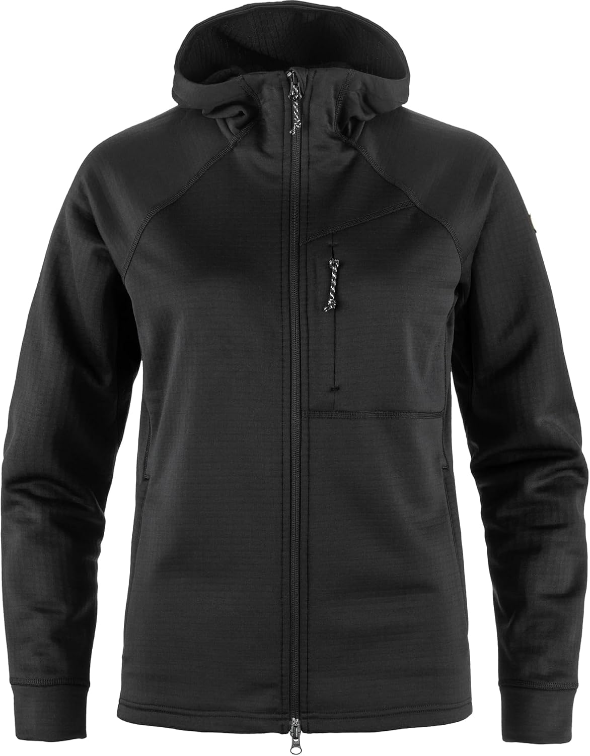 Fjällräven Abisko Grid Fleece Hoodie Women's Jacket - Lightweight Breathable Stretch Grid Midlayer for Hiking Trekking Black