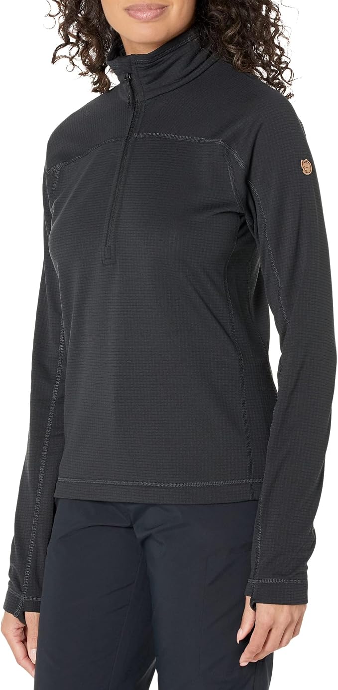 Fjällräven Abisko Lite Women's Half Zip Fleece - Breathable, Comfortable, Lightweight Fleece Warmth - Hiking, Trekking Black
