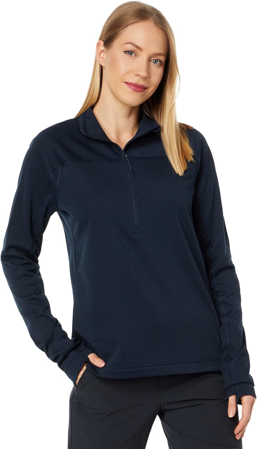 Fjällräven Abisko Lite Women's Half Zip Fleece - Breathable, Comfortable, Lightweight Fleece Warmth - Hiking, Trekking Dark Navy