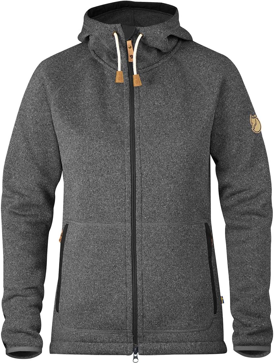 Fjällräven Ovik Fleece Hoodie Women's Jacket - Warm Soft Durable Midlayer for Hiking Outdoor Everyday Dark Grey