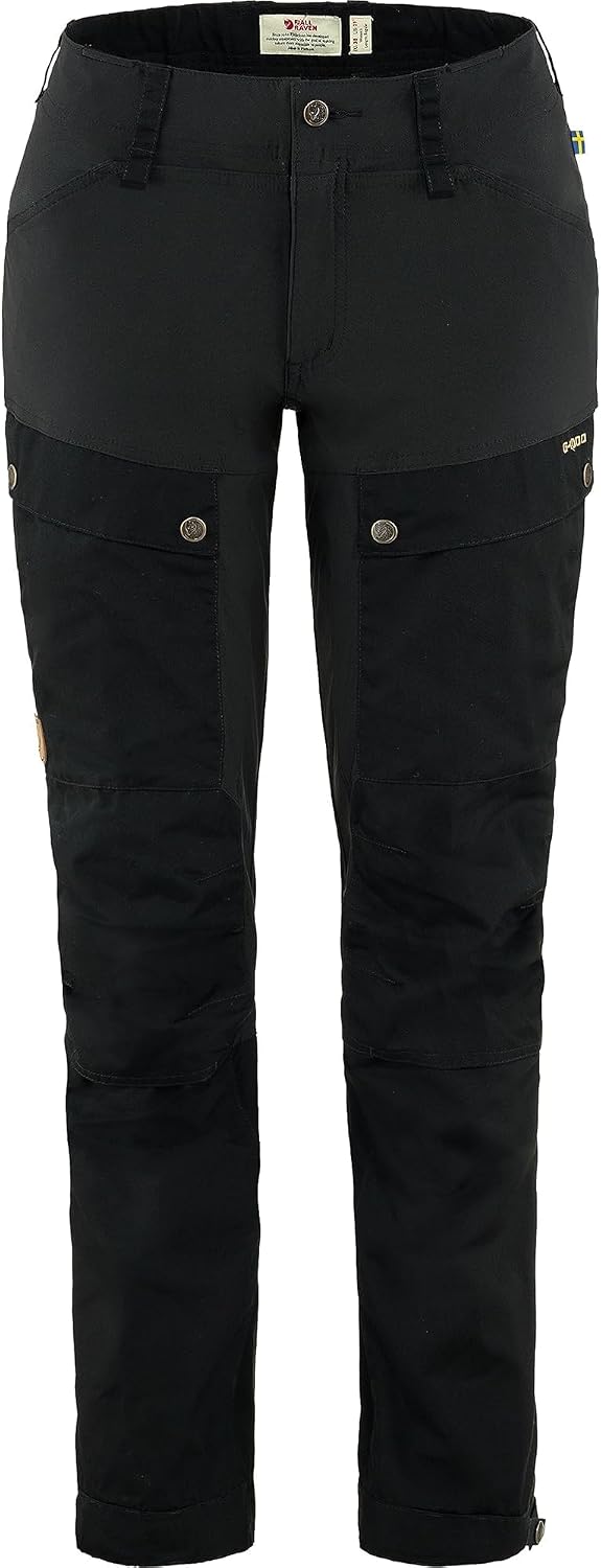 Fjällräven Keb Curved Women's Trekking Trousers - Water Resistant, Vented, Reinforced Fabric, Curved Fit - Hiking, Trekking Black