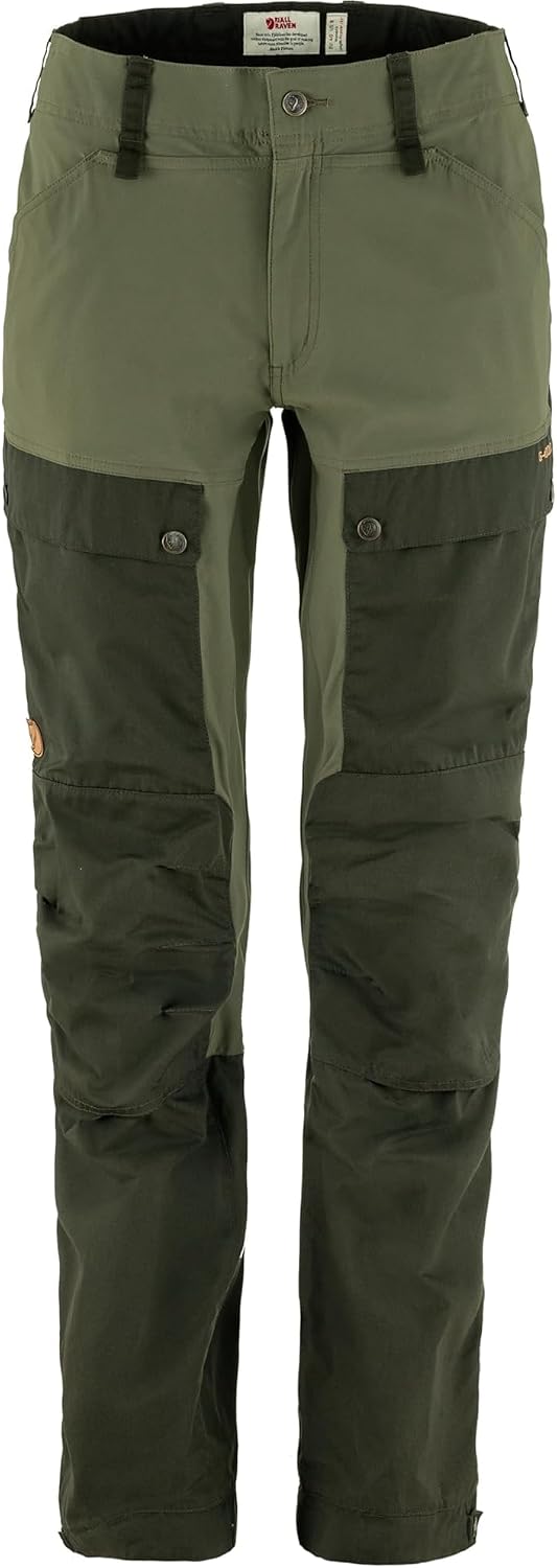 Fjällräven Keb Curved Women's Trekking Trousers - Water Resistant, Vented, Reinforced Fabric, Curved Fit - Hiking, Trekking Deep Forest/Laurel Green