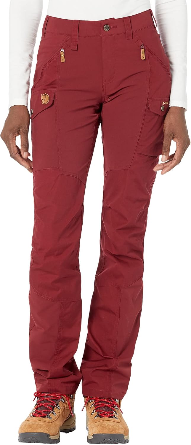 Fjällräven Nikka Curved Women's Trekking Trousers - Water Resistant, Reinforced Fabric, Curved Fit - Hiking, Trekking Bordeaux Red