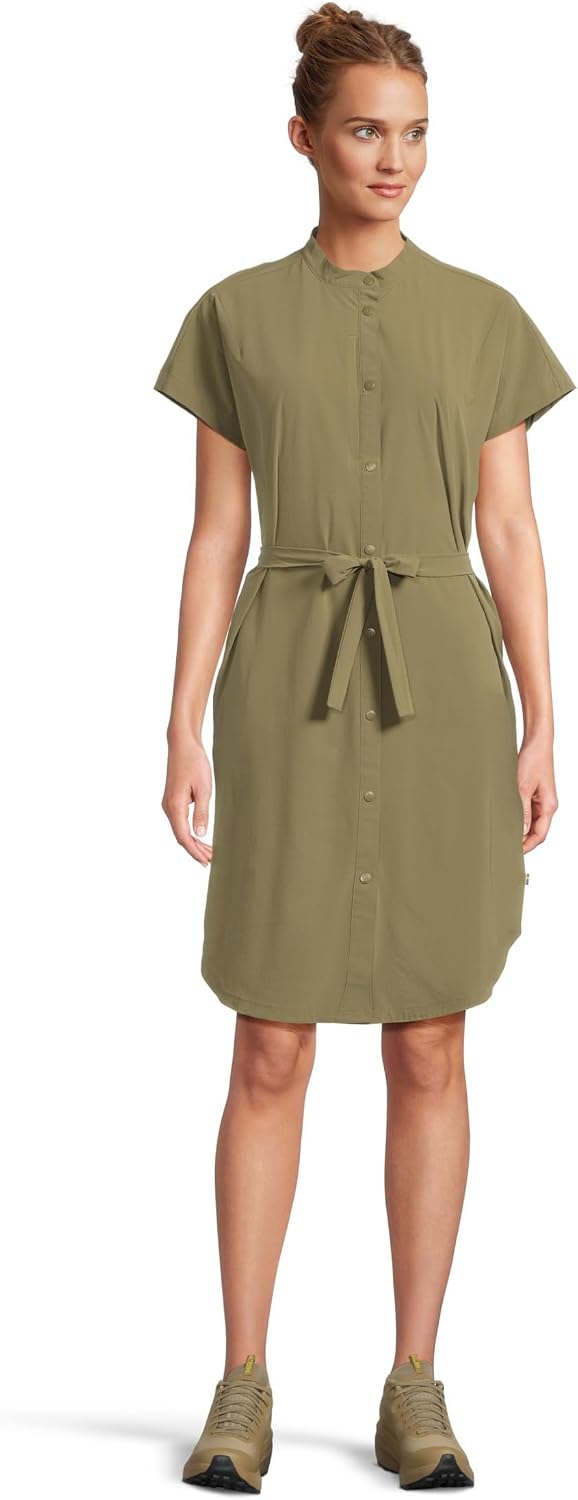 Fjällräven Abisko Fjäll Women's Dress -Breathable, Comfortable, Lightweight Stretch Fabric - Hiking, Travel Green